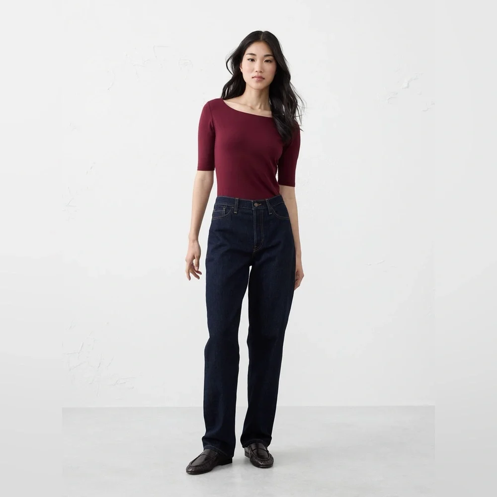 NWT Banana Republic Soft Stretch Elbow Sleeve Top Red Size S - Picture 11 of 12
